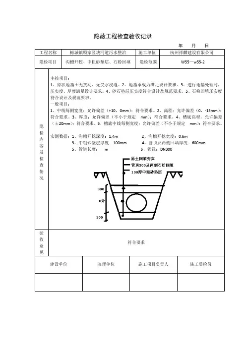 300隐蔽工程检查验收记录