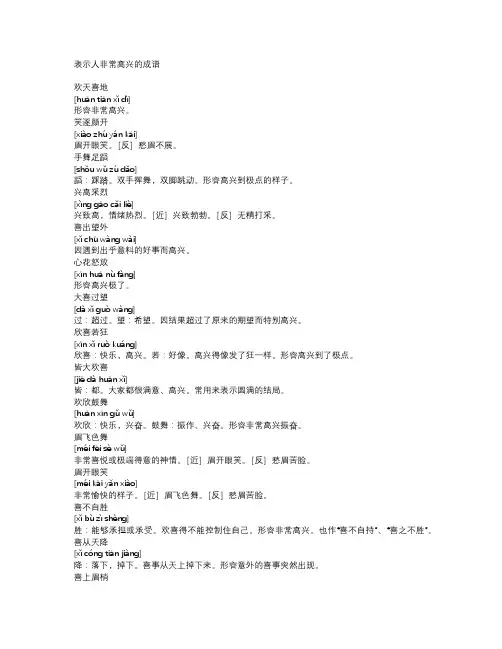 表示人非常高兴的成语