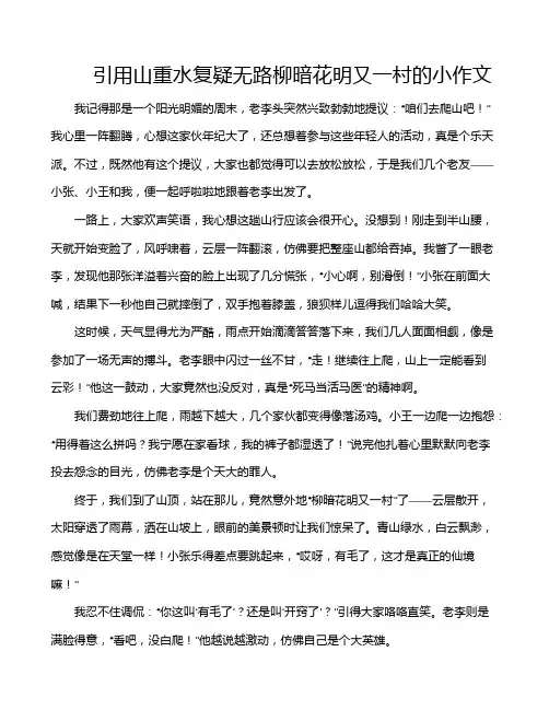 引用山重水复疑无路柳暗花明又一村的小作文