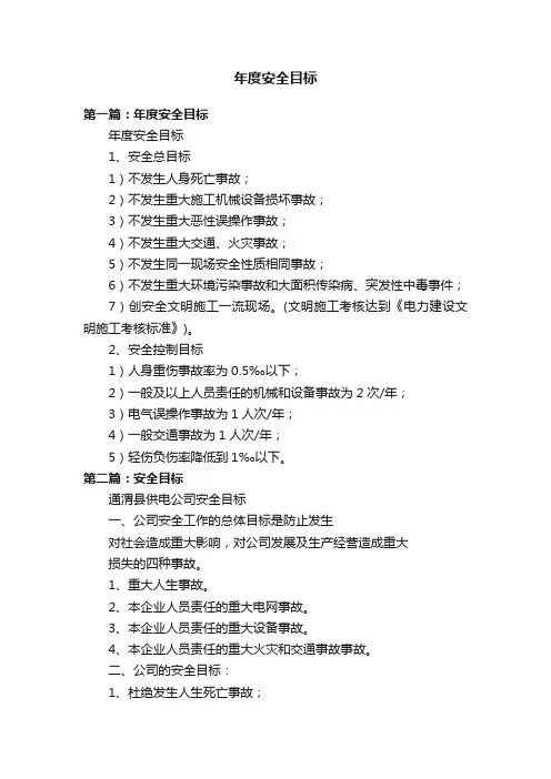 年度安全目标