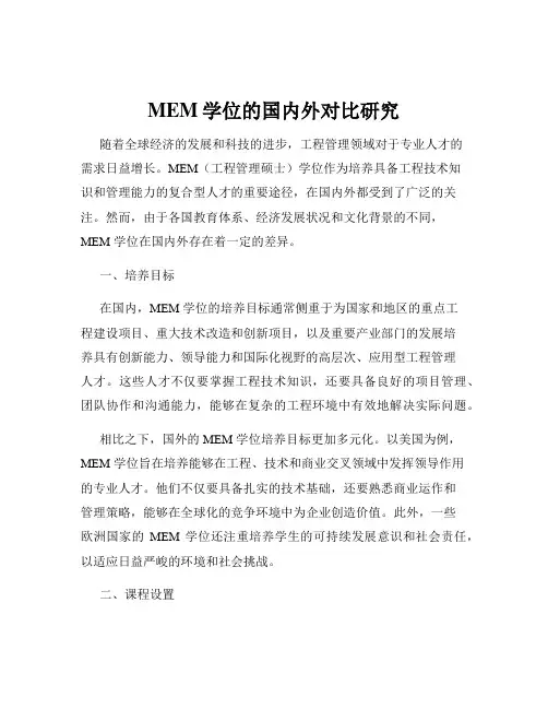 MEM学位的国内外对比研究