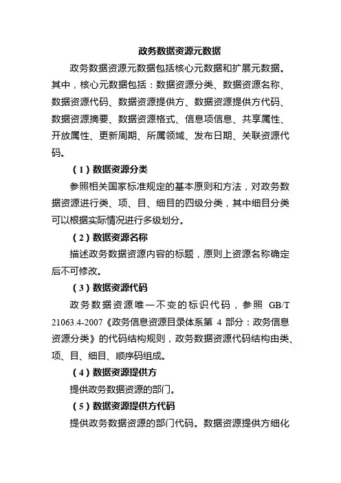 政务数据资源元数据
