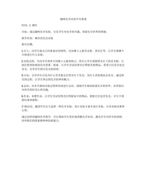 趣味化学动初中生教案