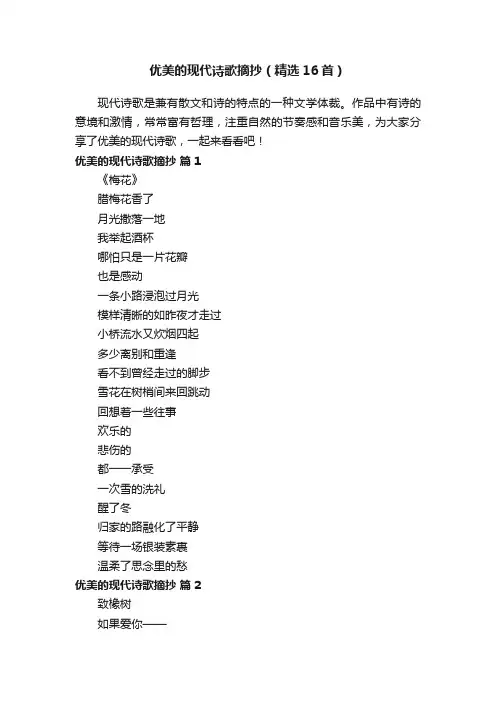 优美的现代诗歌摘抄（精选16首）
