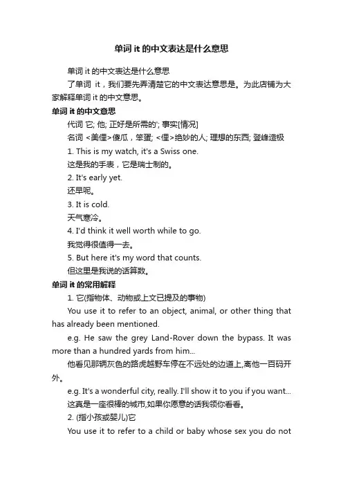 单词it的中文表达是什么意思
