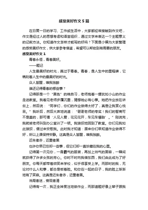 感受美好作文5篇