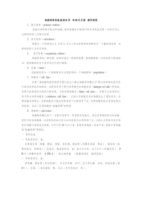 细胞培养实验基础知识和相关无菌操作流程