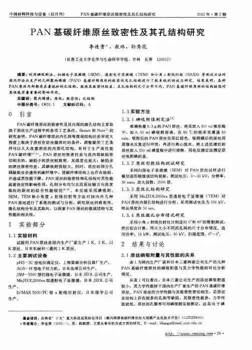PAN基碳纤维原丝致密性及其孔结构研究