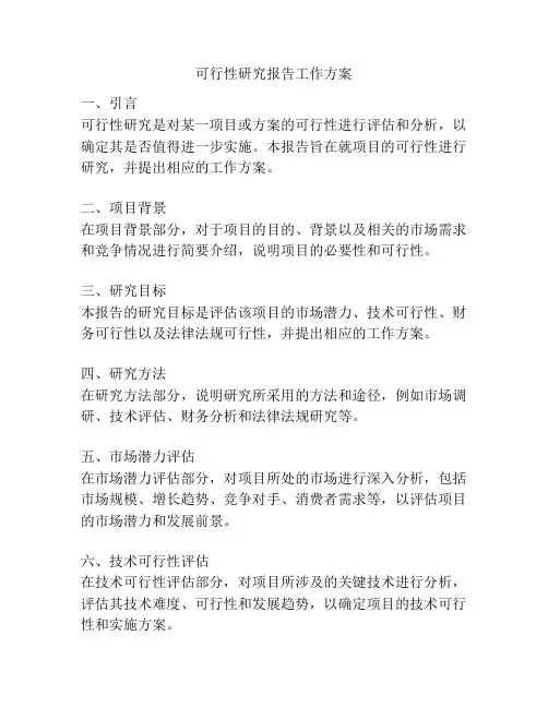 可行性研究报告工作方案