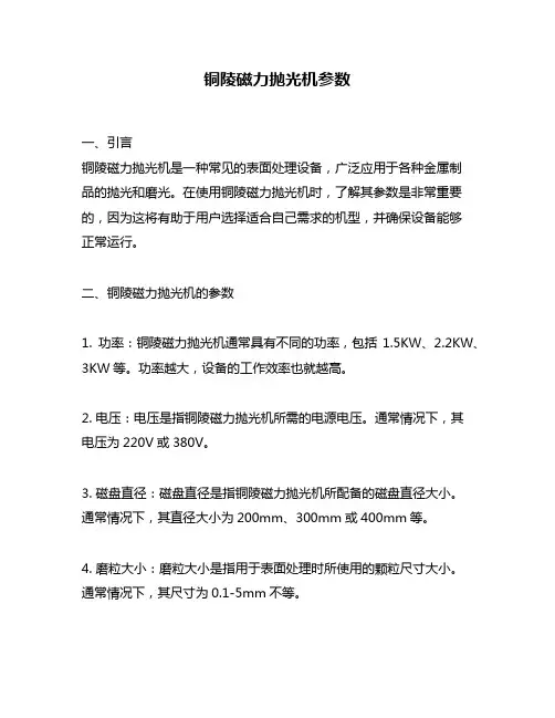 铜陵磁力抛光机参数