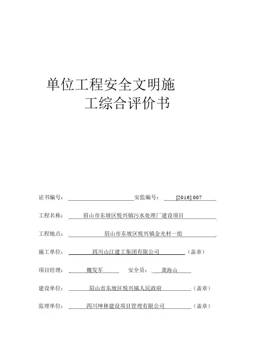 工程安全综合评价书
