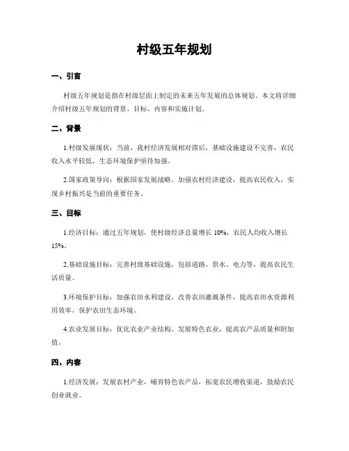 村级五年规划