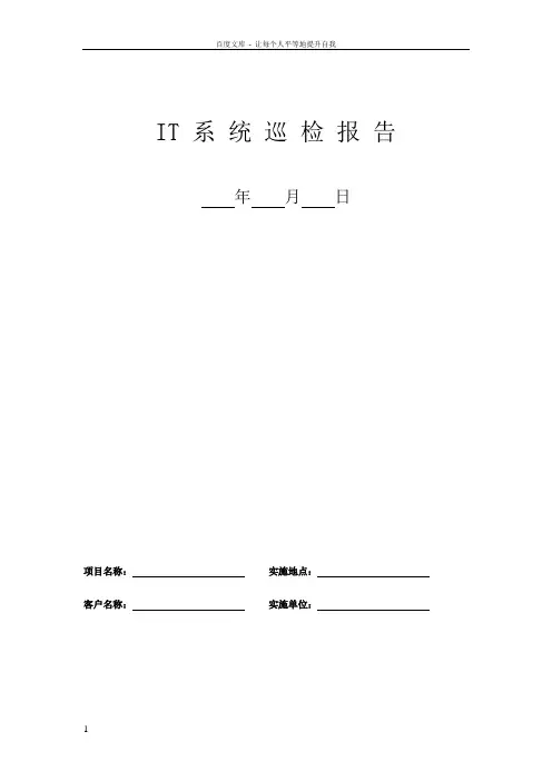 IT系统巡检报告