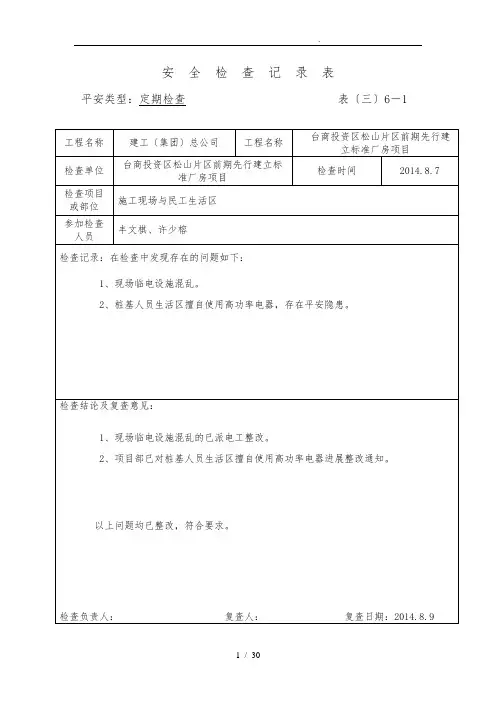 周安全检查记录表