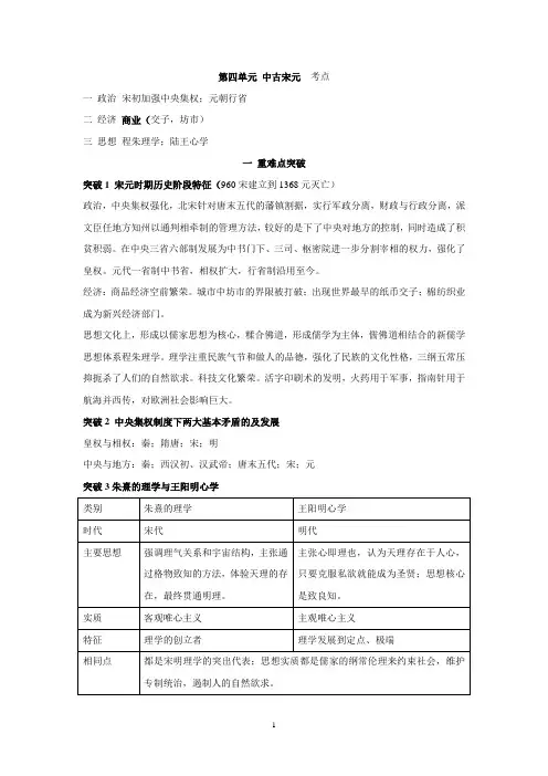 全国卷高考历史二轮复习讲义4中古史宋元