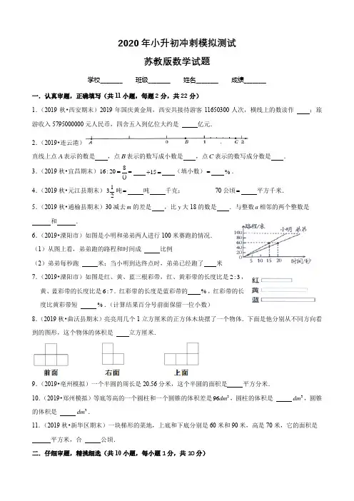 苏教版六年级小升初数学检测卷含答案解析