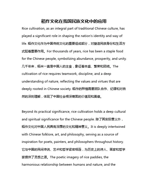 稻作文化在我国民族文化中的应用