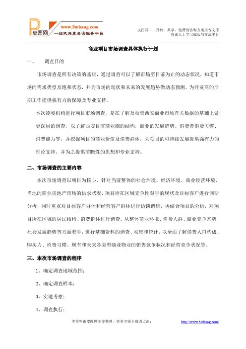 商业项目市场调查具体执行计划书.doc