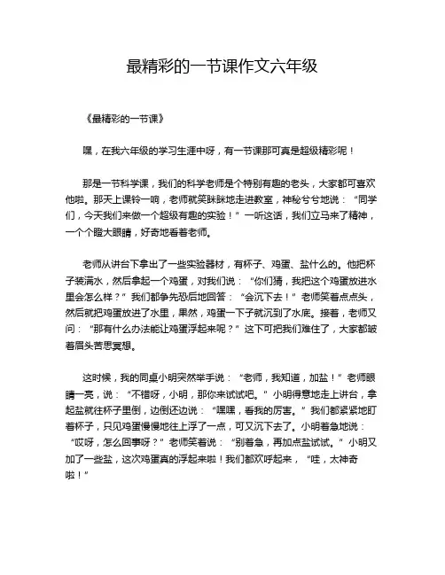 最精彩的一节课作文六年级
