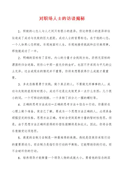 对职场人士的访谈揭秘