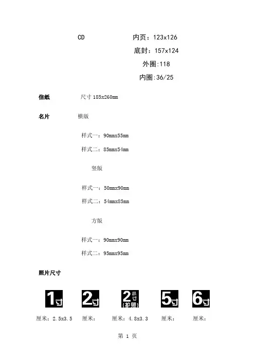 各种版面设计尺寸大全共5页
