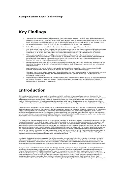 Example Business Report英文公司报告范例