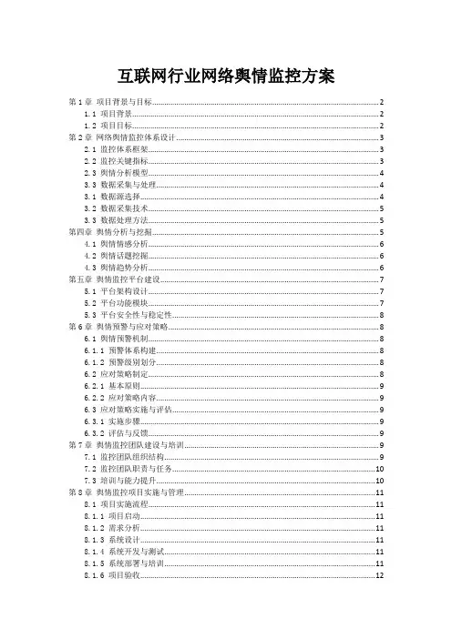 互联网行业网络舆情监控方案