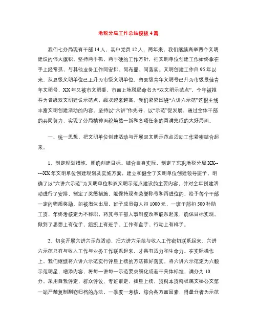 地税分局工作总结模板4篇