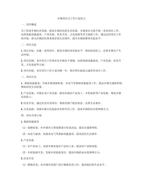 乡镇项目办工作计划范文