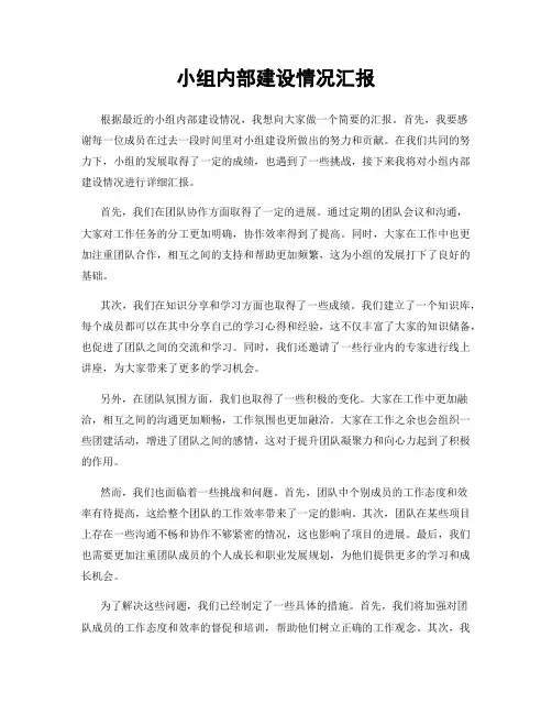 小组内部建设情况汇报