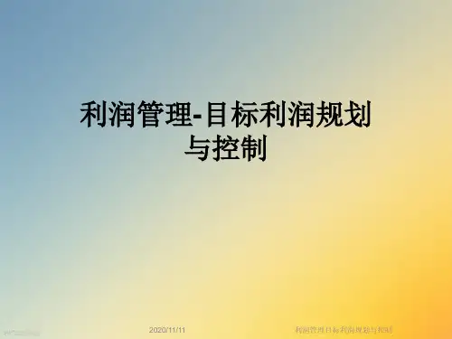 利润管理目标利润规划与控制