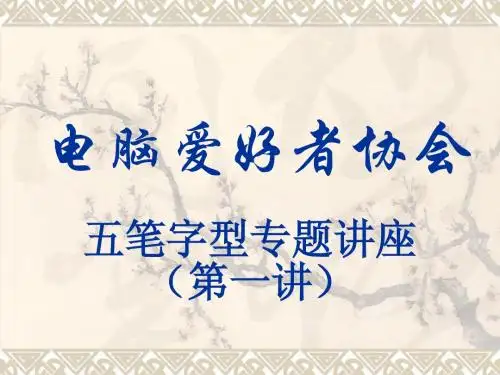 电脑爱好者协会五笔字型讲座(一)