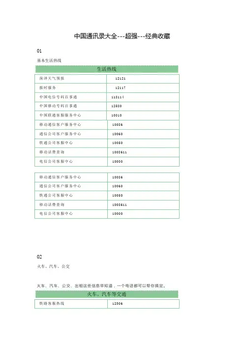中国通讯录大全---超强---经典收藏