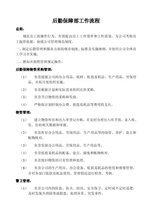 后勤保障部工作流程