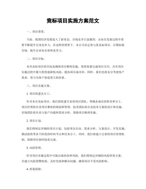 竞标项目实施方案范文