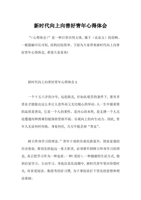 新时代向上向善好青年心得体会