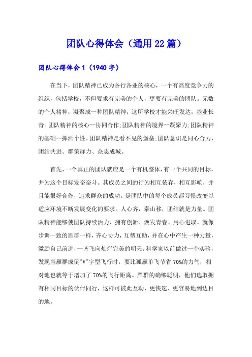 团队心得体会(通用22篇)