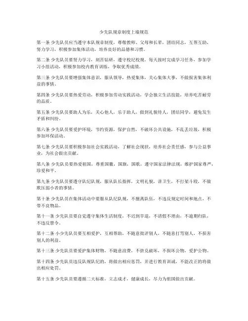 少先队规章制度上墙规范