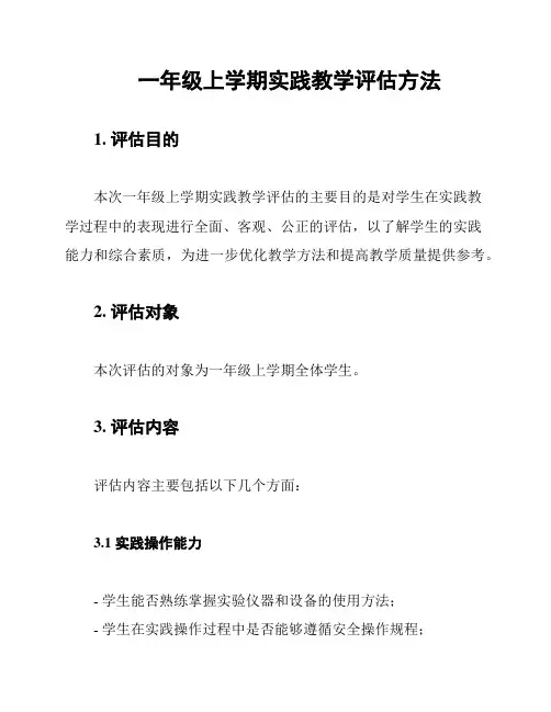 一年级上学期实践教学评估方法