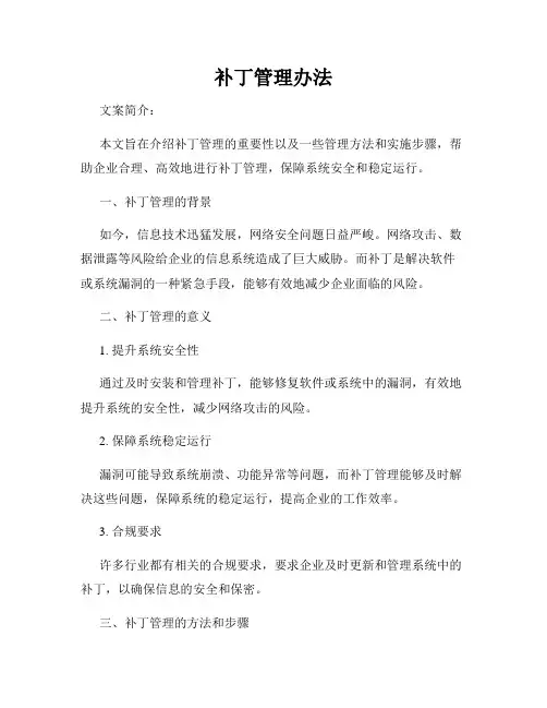 补丁管理办法