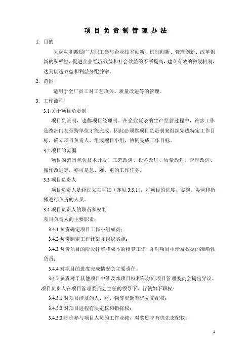 项目负责制管理办法