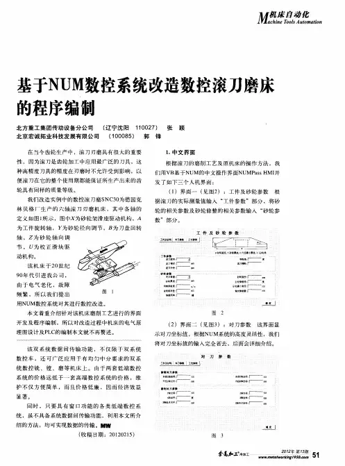 基于NUM数控系统改造数控滚刀磨床的程序编制