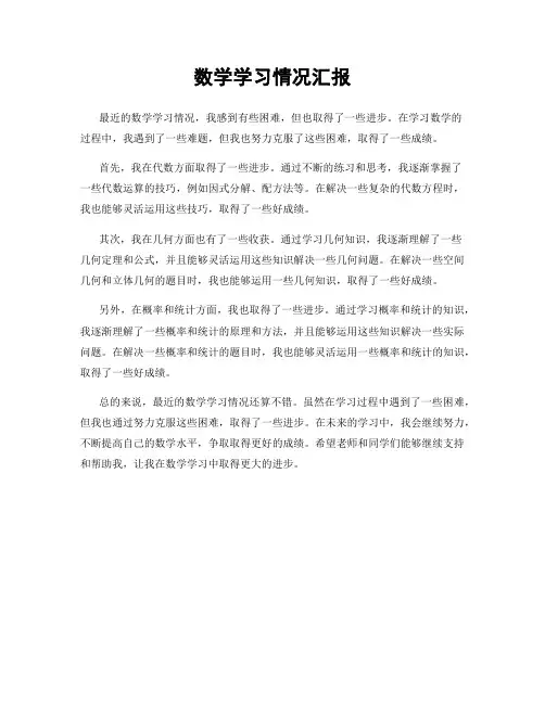 数学学习情况汇报