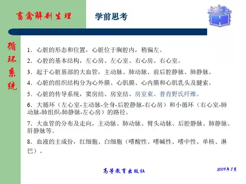 动物解剖生理  心脏的形态与位置