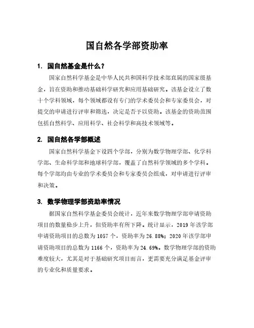 国自然各学部资助率