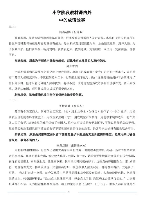 (完整word版)人教小学阶段教材内外中的成语故事和主要人物
