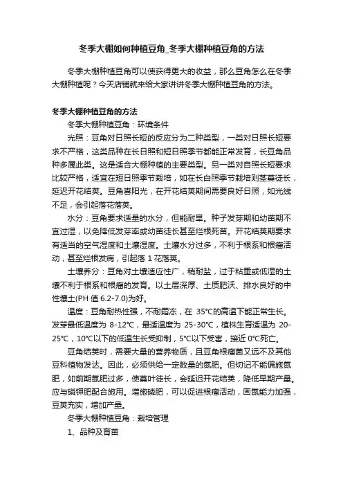 冬季大棚如何种植豆角_冬季大棚种植豆角的方法