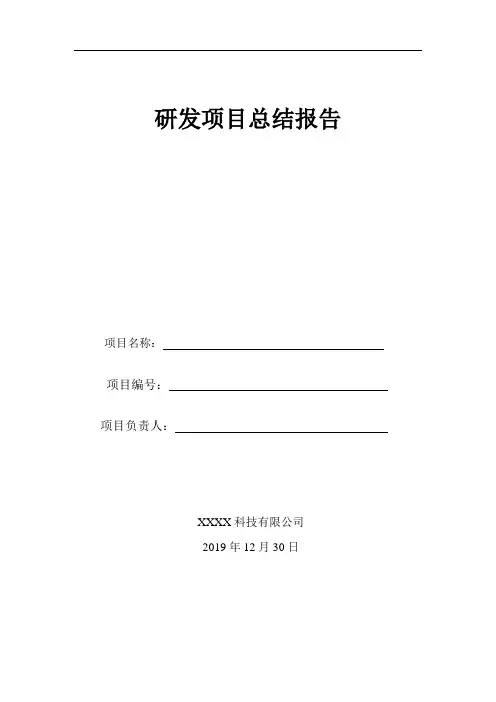 研发项目结项报告