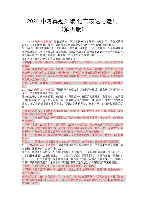 2024中考真题汇编 语言表达与运用 (解析版)