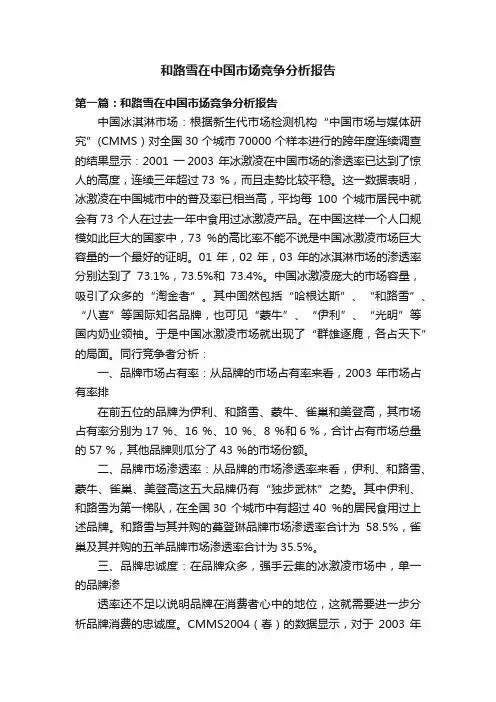 和路雪在中国市场竞争分析报告